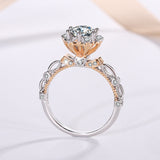 Elegant Moissanite Dual Tone 925 Sterling Silver Engagement Ring