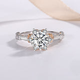 Elegant Moissanite Dual Tone 925 Sterling Silver Engagement Ring