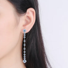 Solarii Moissanite  Round Cut 925 Sterling Silver Drop Earrings