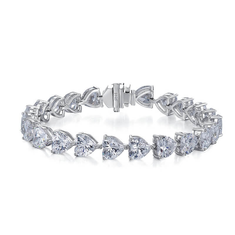 Gleaming Heart Cut Bracelet for Women In Sterling Silver