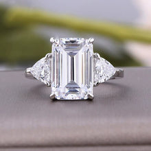 Deluxe Radiant Cut 7.5ct Three Stone Engagement Ring In Sterling Silver