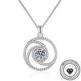 Moissanite Round Cut Spiral 925 Sterling Silver Necklace