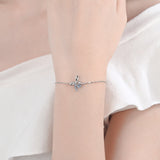 Round Cut Adjustable Ribbon Bracelet with White Gold Plating, 925 Sterling Silver