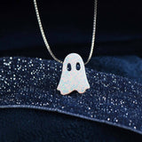 Halloween Ghost Design Necklace In Sterling Silver