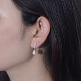 Delicate Elegant Pearl Earrings In Sterling Silver For Woman