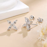 925 Sterling Silver Marquise Cut Moissanite Flower Stud Earrings