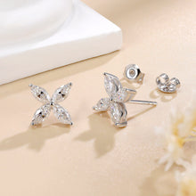925 Sterling Silver Marquise Cut Moissanite Flower Stud Earrings