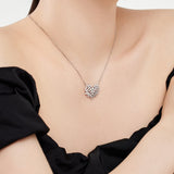 Leaf Motif CZ Necklace in 925 Sterling Silver