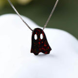 Halloween Ghost Design Necklace In Sterling Silver