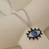 Black and Blue Evil Eye Sterling Silver Necklace