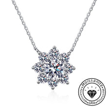 Moissanite Round Cut Flower 925 Sterling Silver Necklace