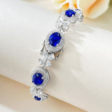 Exquisite Oval Cut Blue Stone Bracelet for Women