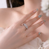 925 Sterling Silver Three-Row Band With Pearl Wedding Band