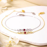 Round Cut Cubic Zirconia and Ruby Bracelet in Sterling Silver/Gold