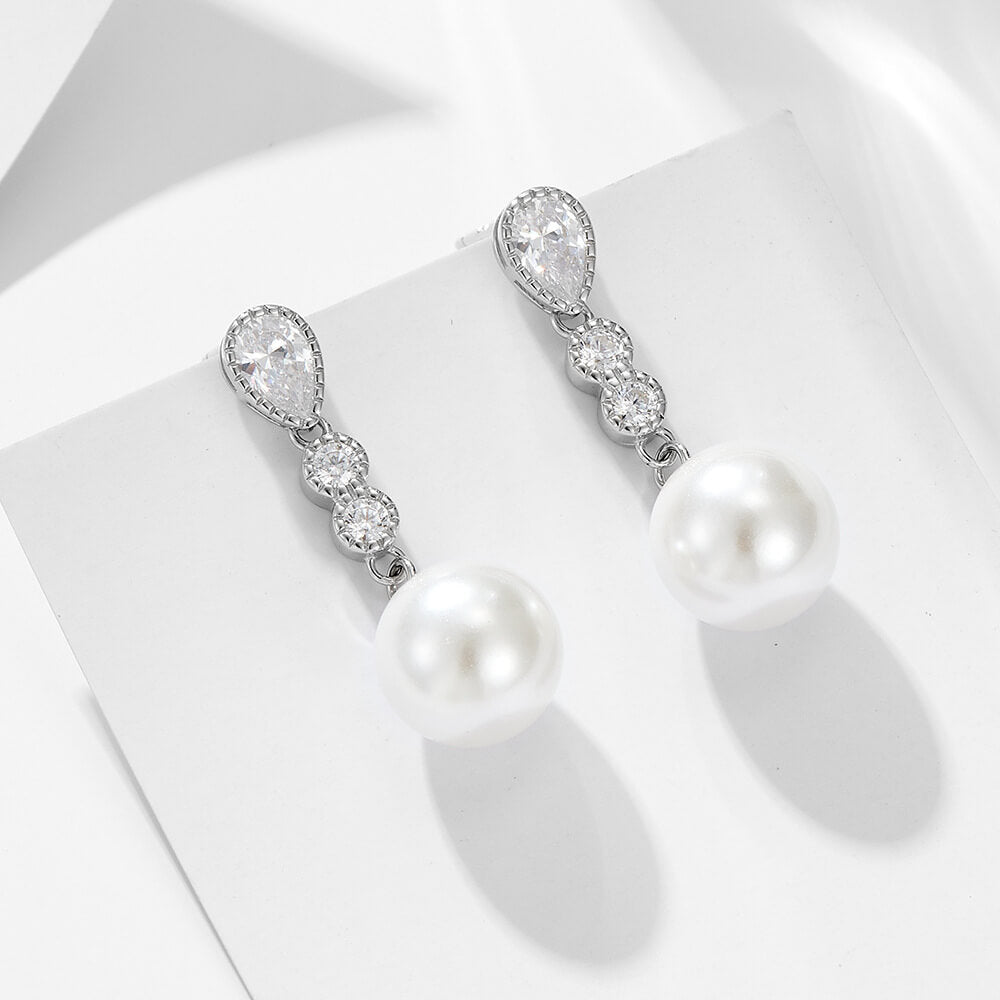 Chic Pearl Earrings In Sterling Silver For Woman