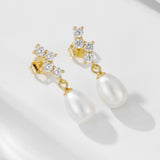 Delicate Elegant Pearl Earrings In Sterling Silver For Woman