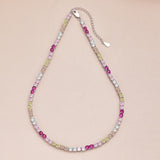 Multi Color Heart Cut&Round Cut 925 Sterling Silver Yellow Stone&Pink Stone Zirconia Necklace