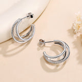 Moissanite 925 Sterling Silver Round Cut Hoop Earrings