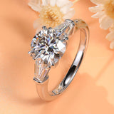 Solarii Moissanite 2.0ct Round Cut Crown Design 925 Sterling Silver Engagement Ring