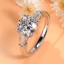 Solarii Moissanite 2.0ct Round Cut Crown Design 925 Sterling Silver Engagement Ring