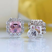 Radiant Asscher Cut Pink Stone 925 Sterling Silver Earrings