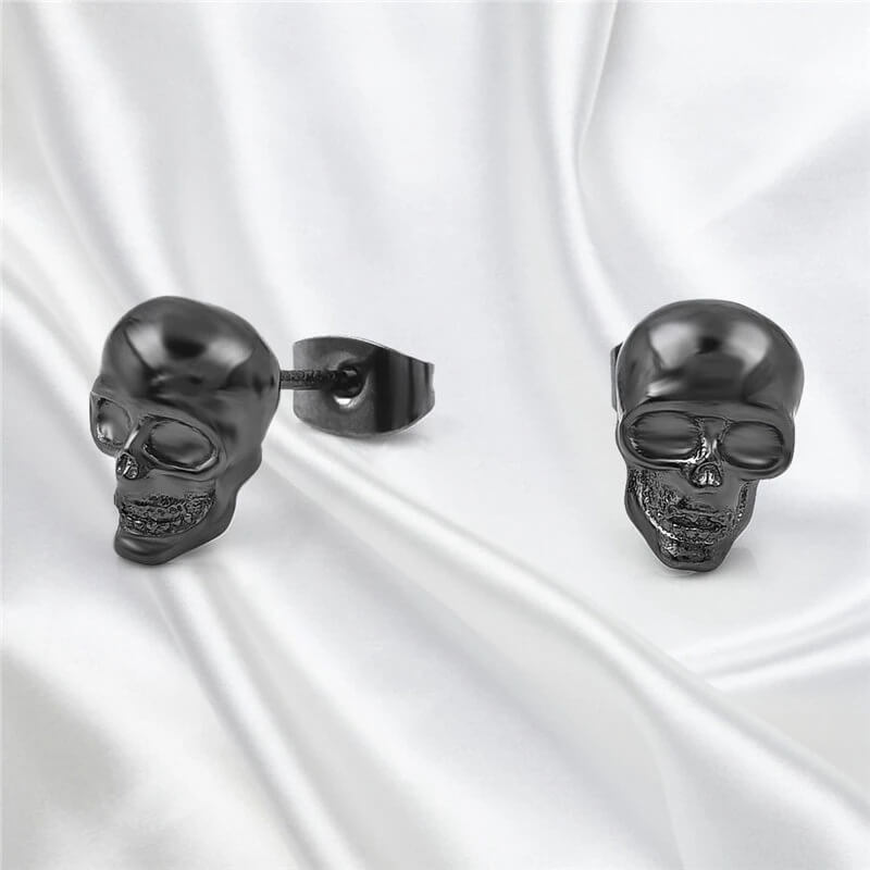 Halloween Skull Design Earrings In Sterling Silver