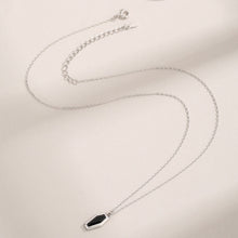 Halloween Coffin Cut Black Stone Necklace In Sterling Silver