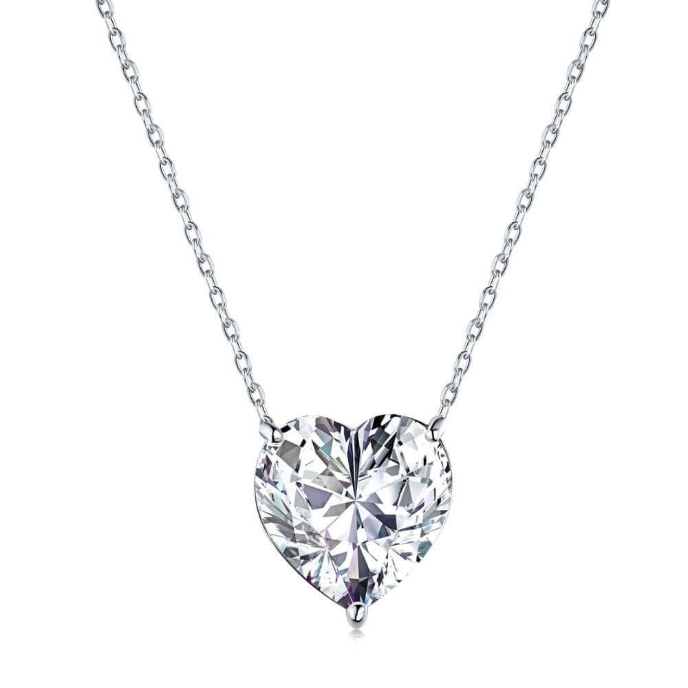 Heart Cut CZ Necklace in 925 Sterling Silver