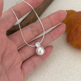 Chic Snake Chain Necklace Single Pearl In Sterling Silver For Woman