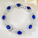 Exquisite Oval Cut Blue Stone Bracelet for Women