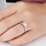 Moissanite 1.0ct Round Cut Twist Sterling Silver Pave Engagement Ring