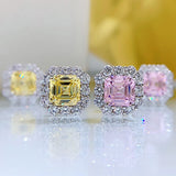 Radiant Asscher Cut Pink Stone 925 Sterling Silver Earrings