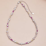 Multi Color Heart Cut&Round Cut 925 Sterling Silver Yellow Stone&Pink Stone Zirconia Necklace