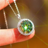 Moissanite 1.0ct Round Cut Emerald 925 Sterling Silver Necklace