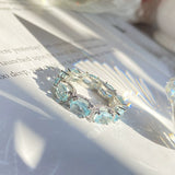 Solarii X Lustrous Oval Cut Aquamarine Blue Wedding Ring In 925 Sterling Silver
