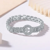 Flashy round cut moissanite bracelet, rhodium plated, 925 sterling silver
