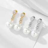 Chic Pearl Earrings In Sterling Silver For Woman