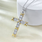 Exquisite Round Cut Cross 925 Sterling Silver Necklace