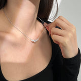 Five Stone Round Cut&Pear Cut CZ Necklace in 925 Sterling Silver