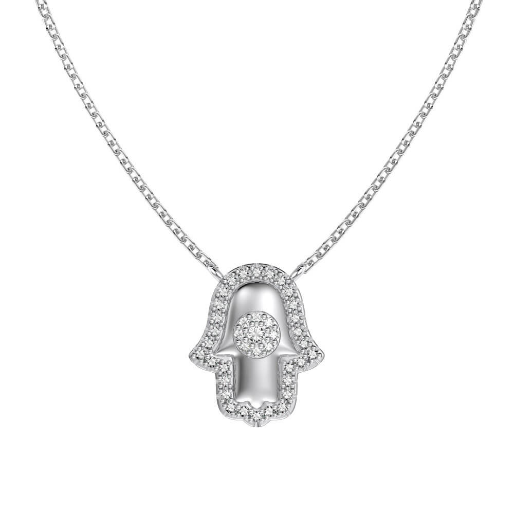 Hamsa Hand Sterling Silver Necklace