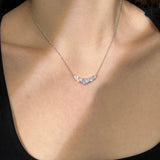 Five Stone Round Cut&Pear Cut CZ Necklace in 925 Sterling Silver