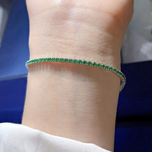 Round Cut Simulated Diamonds and Colored Gemstone Tennis Bracelet in Sterling Silver