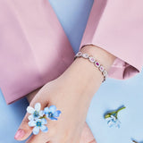 Artistic Radiant Cut Bracelet for Women, accented with Pink Stone, Ruby, Aquamarine Blue, and Yellow Stones