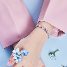 Artistic Radiant Cut Bracelet for Women, accented with Pink Stone, Ruby, Aquamarine Blue, and Yellow Stones