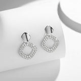 Moissanite 925 Sterling Silver Geometric Round Cut Drop Earrings