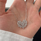 Leaf Motif CZ Necklace in 925 Sterling Silver