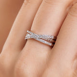 925 Sterling Silver Crossover Round Cut Wedding Band