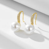 Lavish Hook Pearl Earrings In Sterling Silver For Woman