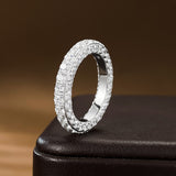 Luxurious Pave Round Cut 925 Sterling Silver Wedding Band