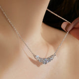 Five Stone Round Cut&Pear Cut CZ Necklace in 925 Sterling Silver